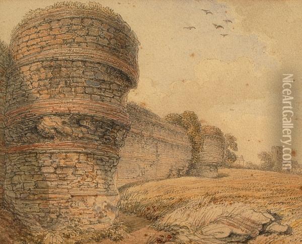 Burgh Castle Oil Painting - John Landseer