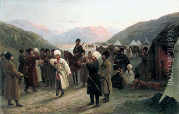 La Danse Des Cosaques Oil Painting - Vassili V. Cheremetev
