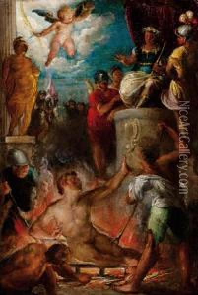 Il Martirio Di San Lorenzo Oil Painting - Bartholomaeus Spranger