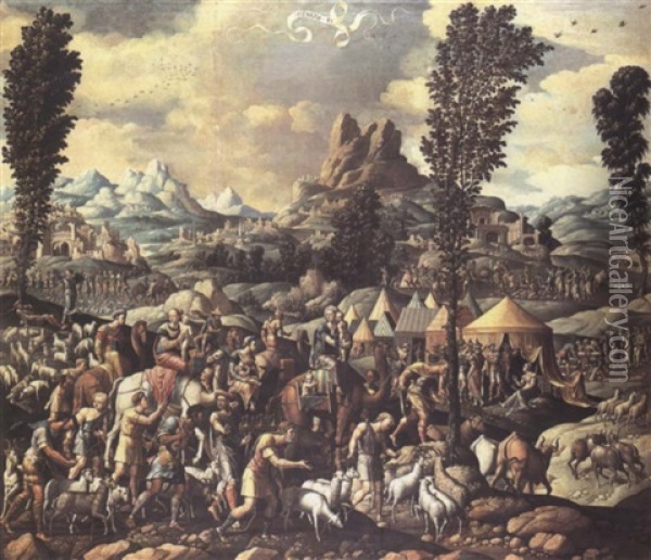 The Parting Of Jacob And Laban Oil Painting - Cornelis Bernardus Buys