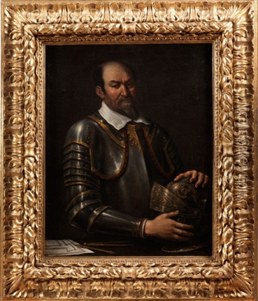 Portrait Eines Bartigen Feldherrn In Goldtauschierter Rustung Oil Painting -  Guercino