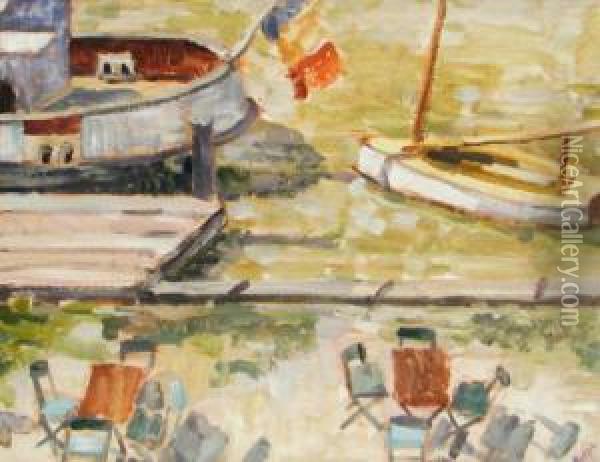 The Terrace From The Wharf Oil Painting - Anatol Vulpe