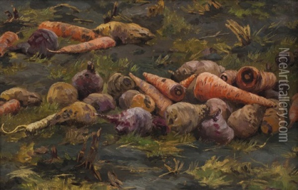 Vegetables In A Field Oil Painting - Otakar Lebeda
