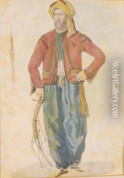 Middle Eastern Body Guard Oil Painting - William Page