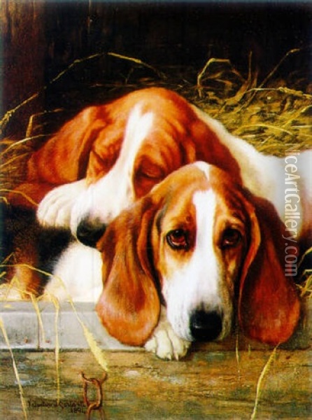 Bassett Hounds At Rest Oil Painting - Valentine Thomas Garland
