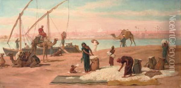 Unloading Cotton On The Nile Oil Painting - Frederick Goodall