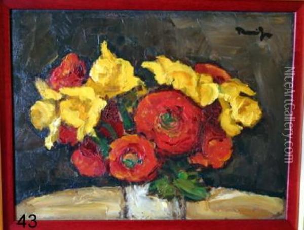 Still Life Of Flowers Oil Painting - Nicolae Tonitza
