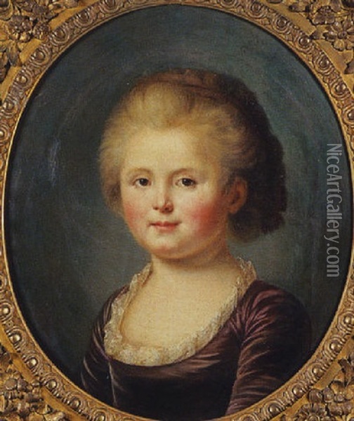 Portrait De Jeune Fille Oil Painting - Francois Hubert Drouais