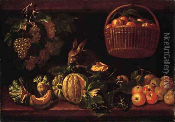 Fruits Oil Painting - Michele Pace Del (Michelangelo di) Campidoglio