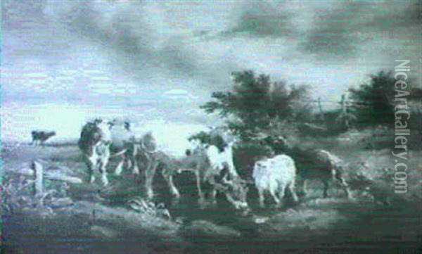 Vache Et Chevres Aupres D'un Etang Oil Painting - Victor-Emile Cartier