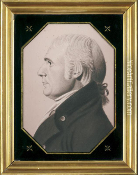 Profile Portrait Of Mr. Robert Oliver, A Baltimore Merchant Oil Painting - Charles B. J. Fevret De Saint-Memin