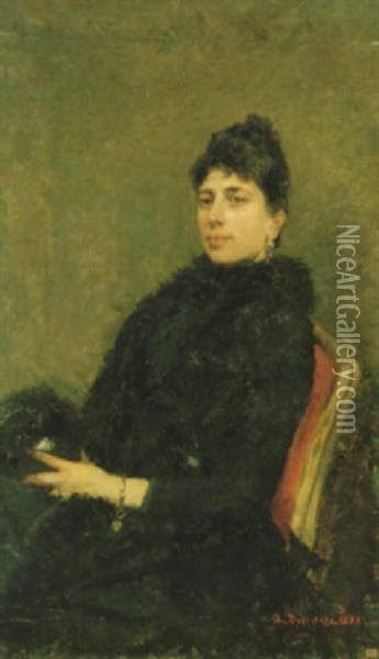 Ritratto Di Donna In Nero Oil Painting - Uberto dell' Orto