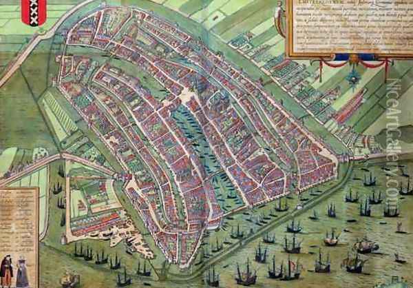Map of Amsterdam from Civitates Orbis Terrarum Oil Painting - Joris Hoefnagel