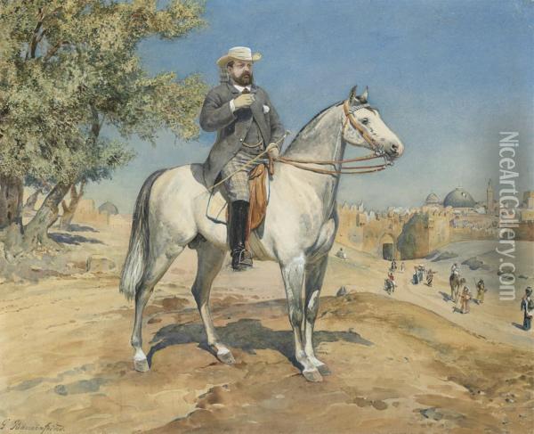 A Horseman By A Jerusalem Gate Oil Painting - Gustave Bauernfeind