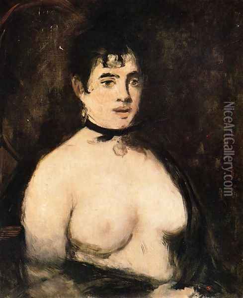 The Brunette with Bare Breasts Oil Painting - Edouard Manet