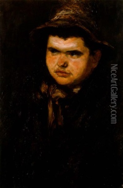 Kalapos Fiu (boy In Hat) Oil Painting - Laszlo Mednyanszky