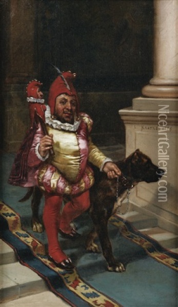 Le Bouffon Du Roi Oil Painting - Charles Louis Kratke