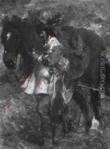 Reitersmann Und Pferd Oil Painting - Wilhelm Von Diez