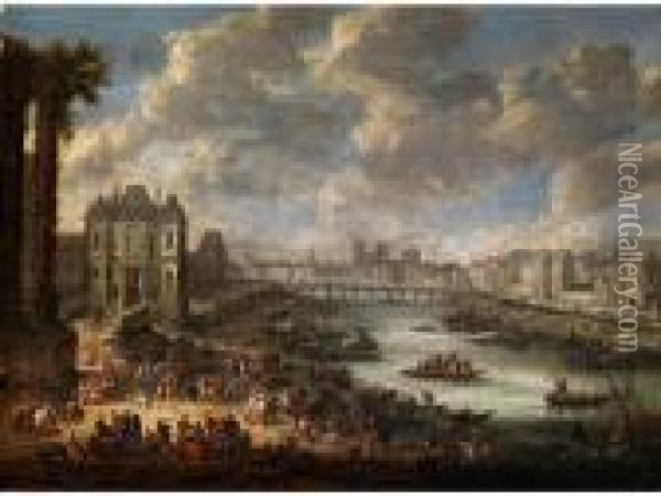 Seltene Ansicht Von Paris Oil Painting - Pieter III Casteels