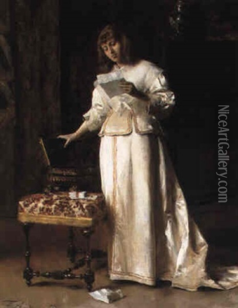 The Letter Oil Painting - Federico Andreotti