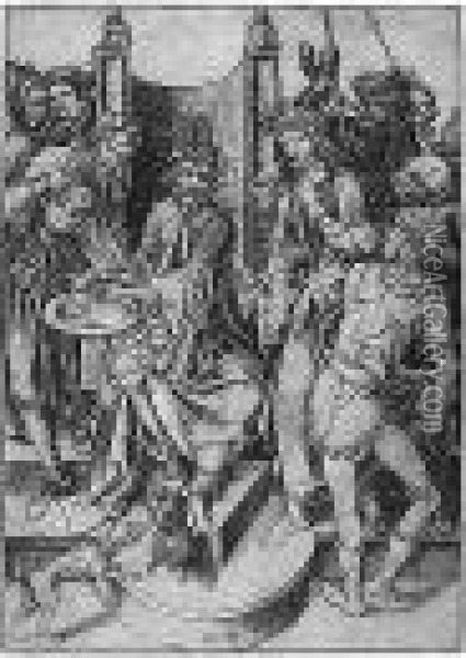 Christ Before Pilate (bartsch 14; Lehrs 24) Oil Painting - Martin Schongauer