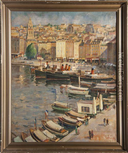 Le Port De Toulon Oil Painting - Lucien Adrion