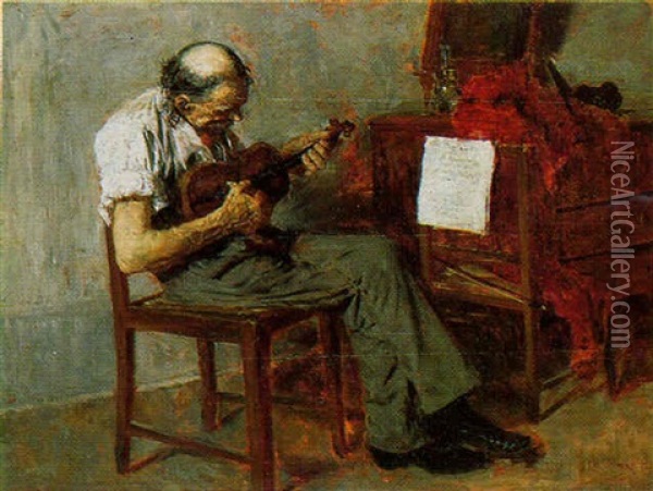 Il Violinista Oil Painting - Andrea Lazzaretti