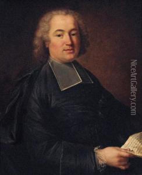 Portrait Of A Cleric, Half-length, Holding A Letter Oil Painting - Hubert Drouais
