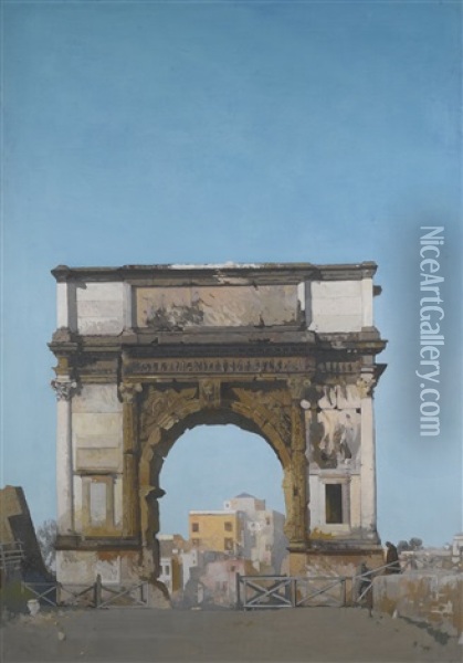 The Arch Of Titus, Rome Oil Painting - James Kerr-Lawson