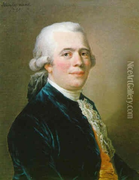 Portrait D'homme En Habit Bleu Oil Painting - Johann Ernst Heinsius