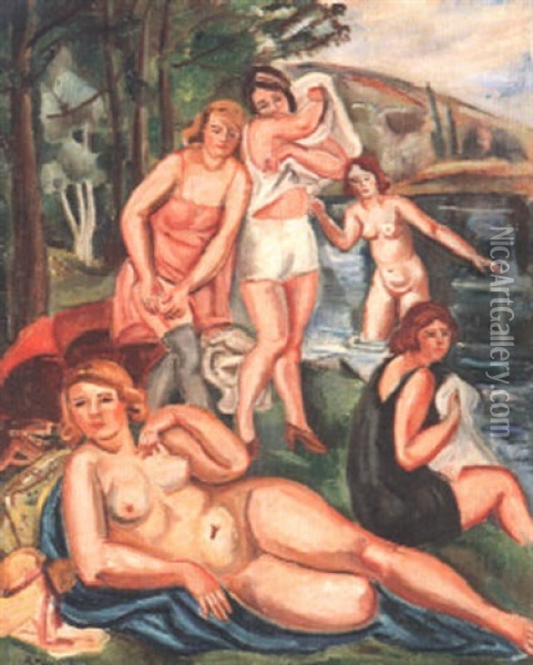 Baigneuses Oil Painting - Andre Favory