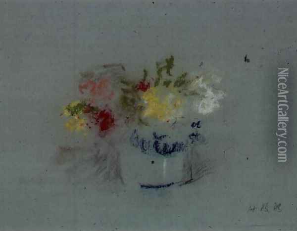 Flowers in a Blue and White Jar Oil Painting - Hercules Brabazon Brabazon