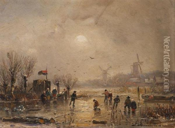 Wintervergnugen Oil Painting - Adolf Stademann