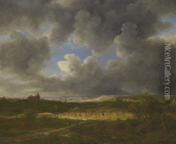 Landskap Med Slott Och Hovolmar Vid Havet Oil Painting - Jacob Van Ruisdael
