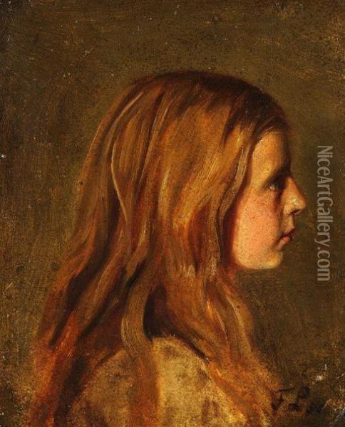 Portratstudie Eines Madchens Oil Painting - Franz von Lenbach
