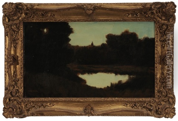 Landscape With Pond Oil Painting - Jean Jacques Henner