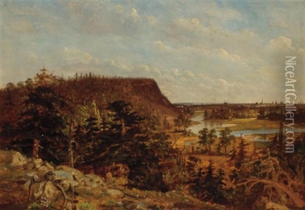 New Haven And East Rock From Whitney Peak Oil Painting - George Henry Durrie