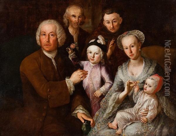 Groses Familienbildnis Oil Painting - Joachim Luhn