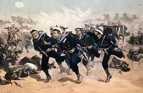 Blue Jackets to the Front, from The Illustrated London News, 29th March 1884 Oil Painting - Overend, William Heysham