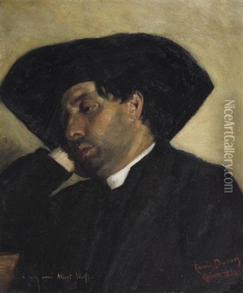 Brustportrat Eines Jungen Mannes Mit Schwarzem Hut Oil Painting -  Carolus-Duran