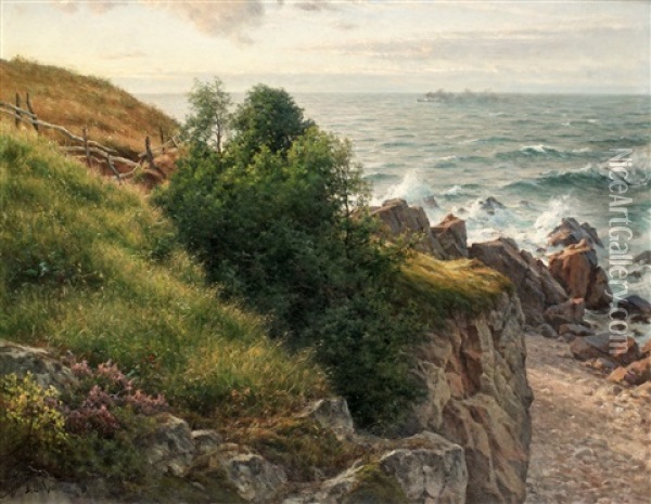 Kustlandskap Oil Painting - Berndt Adolf Lindholm