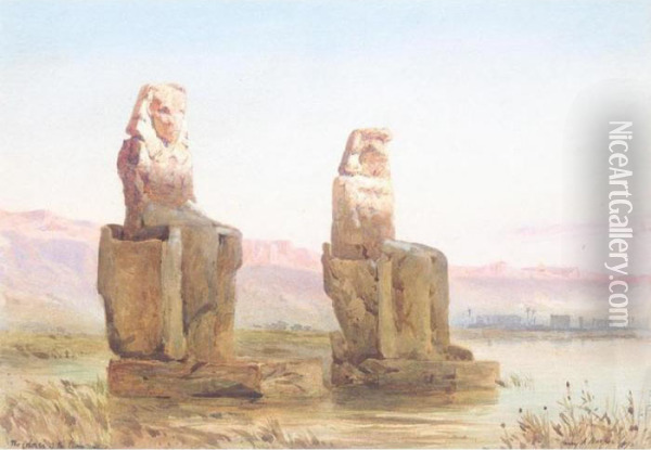 The Colossi Of The Plain Of Thebes Oil Painting - Henry Andrew Harper