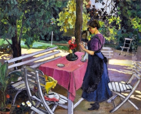 In The Garden Oil Painting - Ervin Plany