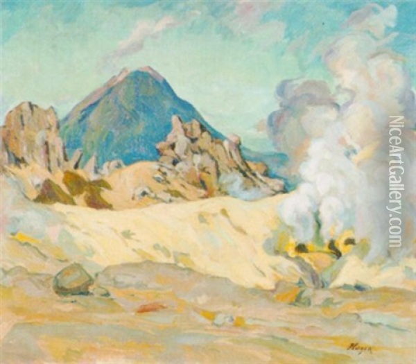 Feuer Im Gebirge Oil Painting - Hans von Hayek
