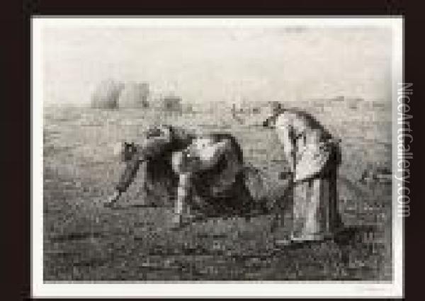 Thegleaners[dammon Version] Oil Painting - Jean-Francois Millet