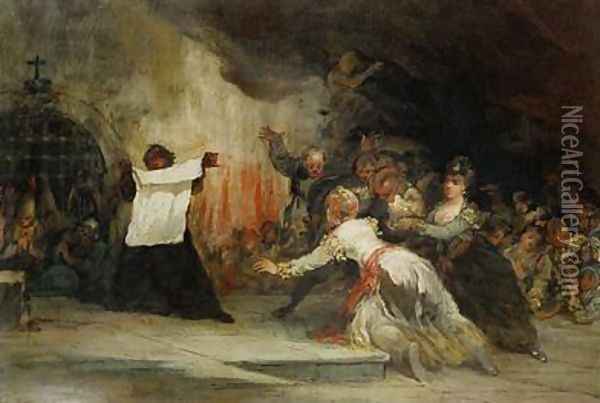 A Scene of Exorcism Oil Painting - Eugenio Lucas y Padilla