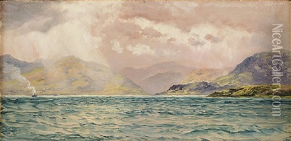 View From Ballachulish Bay, Scotland Oil Painting - John Brett