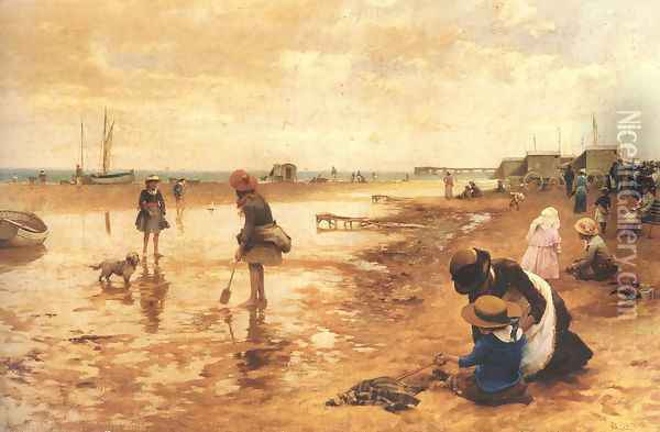 A day at the seaside Oil Painting - Alfred Glendening
