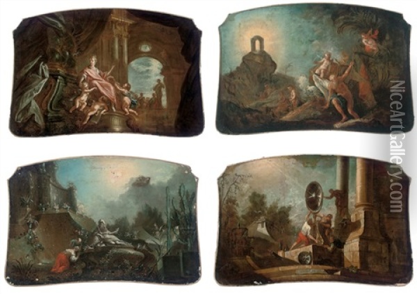 An Allegory Of Eloquence (+ 3 Others; 4 Works) Oil Painting - Jacques de Lajoue