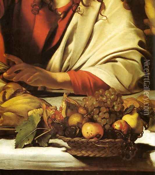 Supper at Emmaus (detail) Oil Painting - Caravaggio
